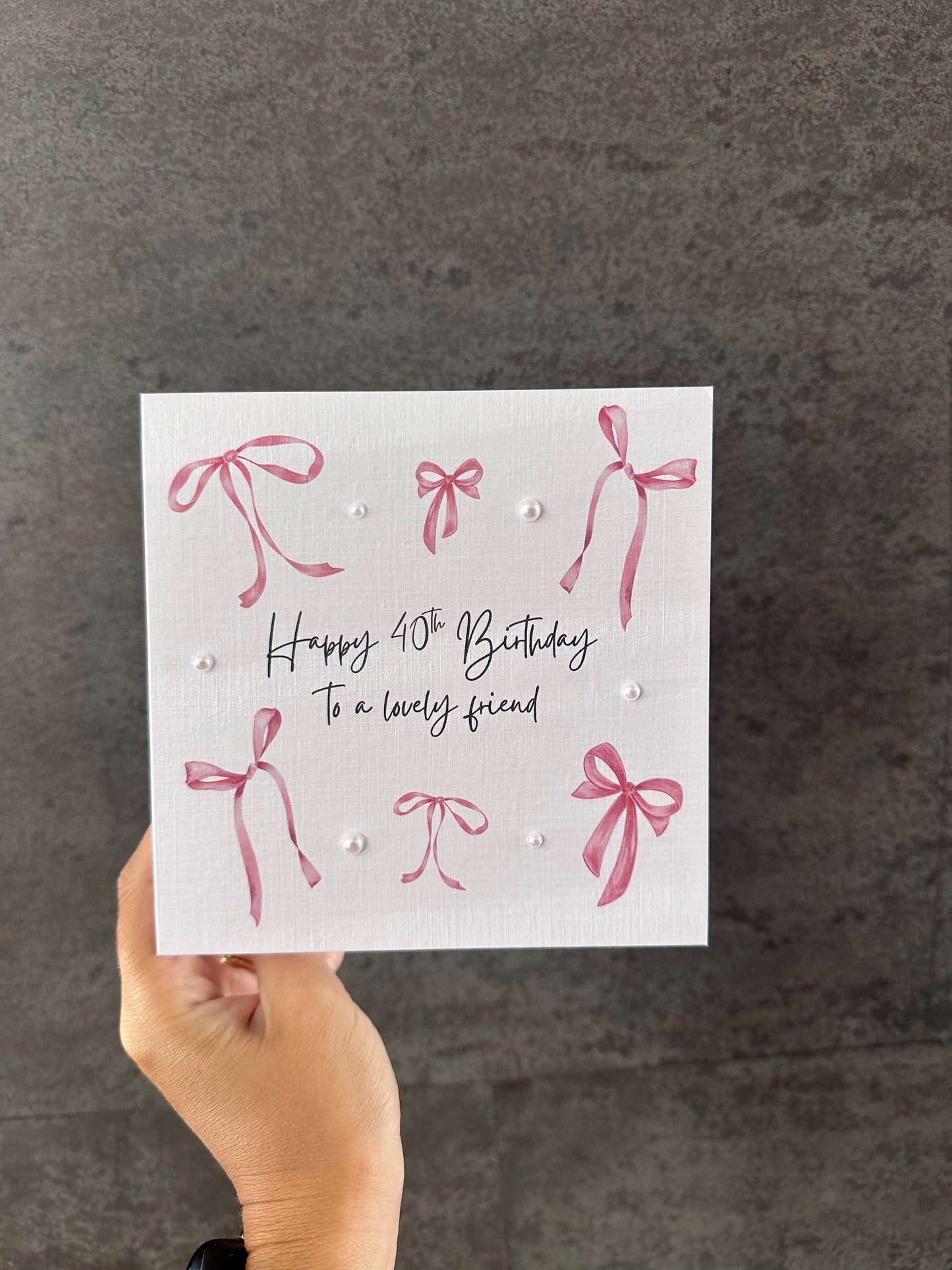 Bows & Pearls Personalised Card