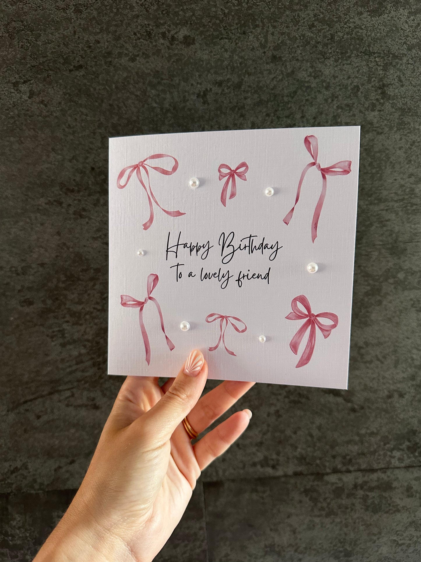Bows & Pearls Personalised Card